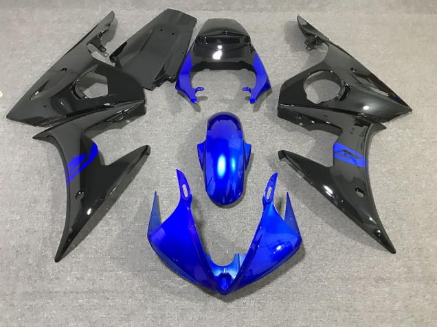 Best Black and Blue Gloss Yamaha R6 Motorcycle Fairings 2003-2005