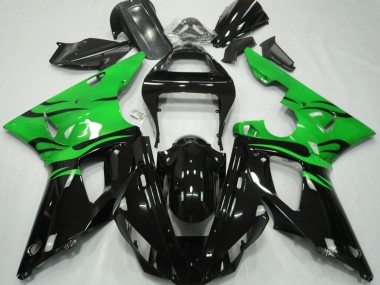 Best Black Flame & Green Yamaha R1 Motorcycle Fairings 2000-2001