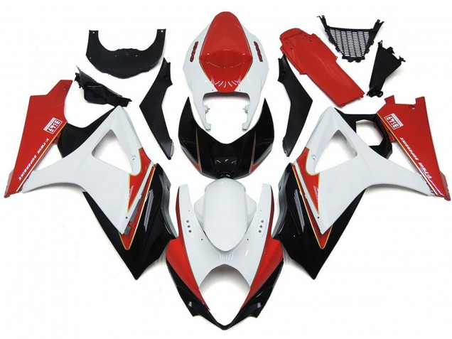 Best Custom Red and White with Black Suzuki GSXR 1000 Motorcycle Fairings 2007-2008