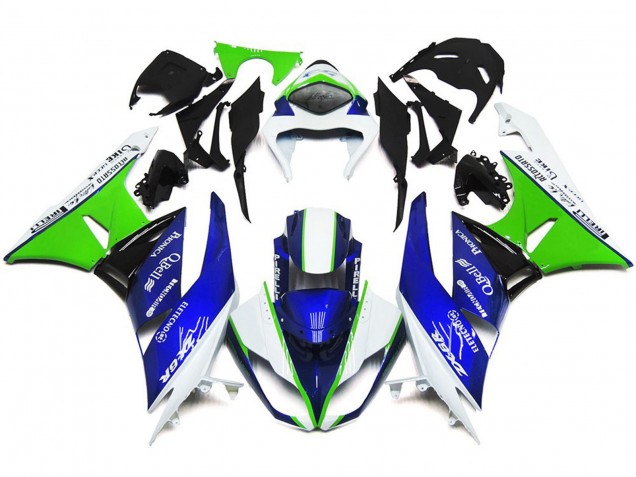 Best Deep Blue Green and White Kawasaki ZX6R Motorcycle Fairings 2009-2012 Best Deep Blue Green and White Kawasaki ZX6R Motorcycle Fairings 2009-2012