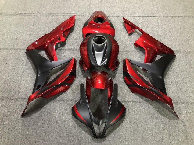 Best Deep Red and Matte Black Honda CBR600RR Motorcycle Fairings 2007-2008