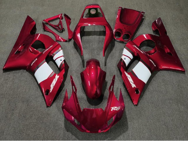 Best Deep Red & White Yamaha R6 Motorcycle Fairings 1998-2002 Best Deep Red & White Yamaha R6 Motorcycle Fairings 1998-2002