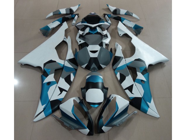 Best Glacier Blue Snow Camo Yamaha R6 Motorcycle Fairings 2008-2016