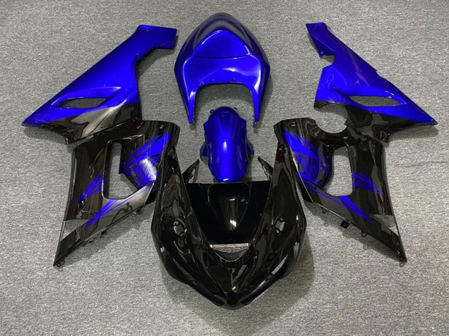Best Gloss Black and Blue Kawasaki ZX6R Motorcycle Fairings 2005-2006 Best Gloss Black and Blue Kawasaki ZX6R Motorcycle Fairings 2005-2006