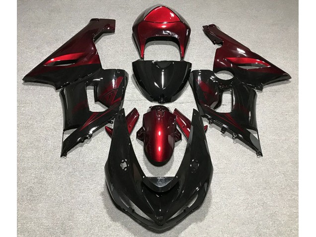 Best Gloss Black & Deep Red Kawasaki ZX6R Motorcycle Fairings 2005-2006 Best Gloss Black & Deep Red Kawasaki ZX6R Motorcycle Fairings 2005-2006