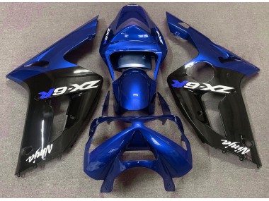 Best Gloss Blue and Black Kawasaki ZX6R Motorcycle Fairings 2003-2004
