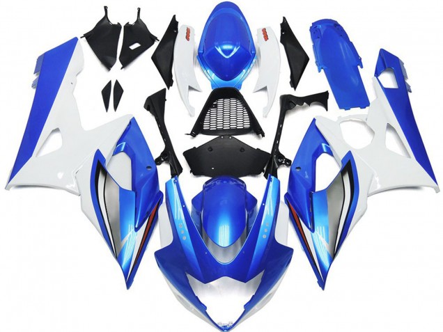 Best Gloss Blue and White with red logo and Silver Suzuki GSXR 1000 Motorcycle Fairings 2005-2006 Best Gloss Blue and White with red logo and Silver Suzuki GSXR 1000 Motorcycle Fairings 2005-2006