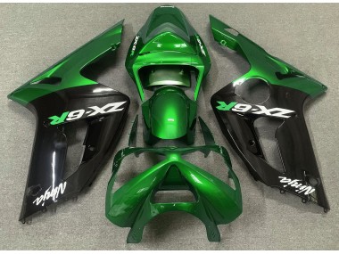 Best Gloss Green and Black Kawasaki ZX6R Motorcycle Fairings 2003-2004