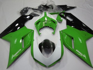 Best Gloss Green & White Ducati 848 1098 1198 Motorcycle Fairings 2007-2012