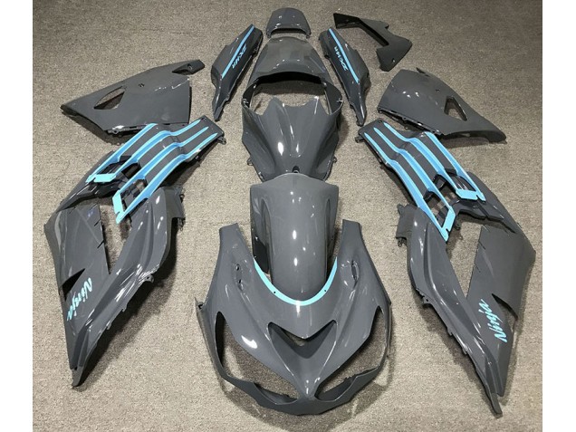 Best Gloss Grey & Light Blue Kawasaki ZX14R Motorcycle Fairings 2012-2019