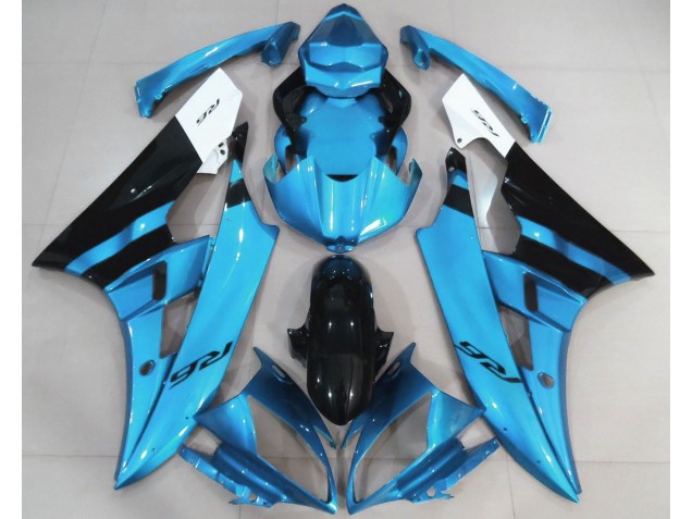 Best Gloss Light Blue and Black Yamaha R6 Motorcycle Fairings 2006-2007