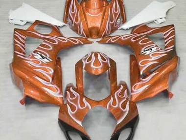 Best Gloss Orange and White Flame Suzuki GSXR 1000 Motorcycle Fairings 2007-2008