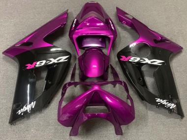 Best Gloss Pink and Black Kawasaki ZX6R Motorcycle Fairings 2003-2004