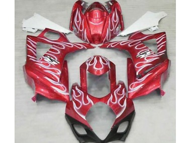 Best Gloss Red and White Flame Suzuki GSXR 1000 Motorcycle Fairings 2007-2008