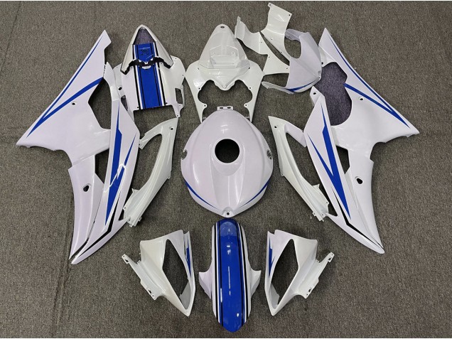 Best Gloss White and Blue Yamaha R6 Motorcycle Fairings 2008-2016