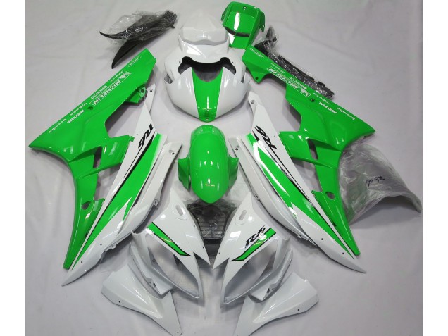 Best Gloss White and Green Yamaha R6 Motorcycle Fairings 2006-2007