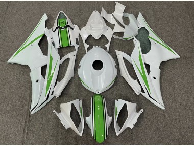 Best Gloss White and Green Yamaha R6 Motorcycle Fairings 2008-2016