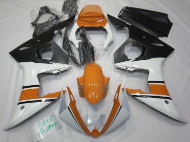 Best Gloss White and Orange Yamaha R6 Motorcycle Fairings 2003-2005