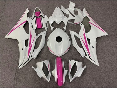 Best Gloss White and Pink Yamaha R6 Motorcycle Fairings 2008-2016