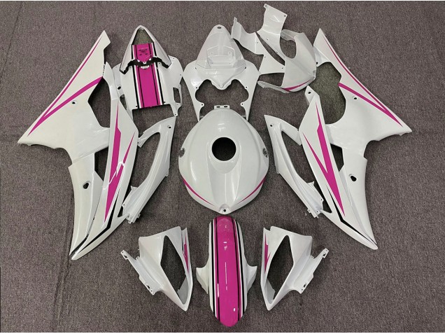 Best Gloss White and Pink Yamaha R6 Motorcycle Fairings 2008-2016