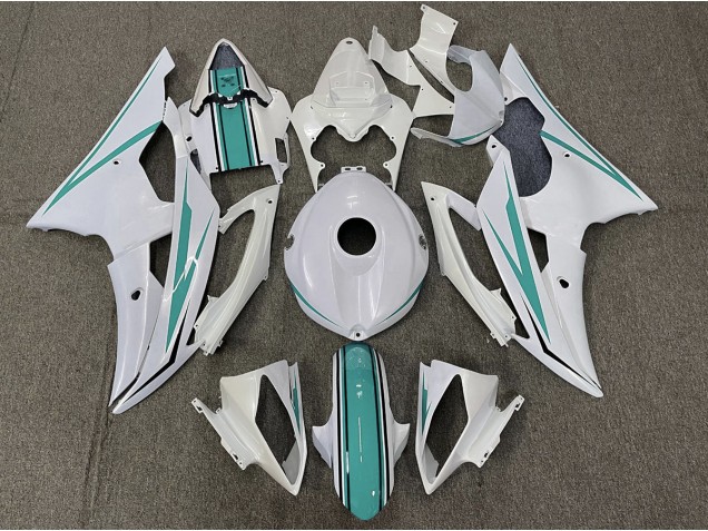 Best Gloss White and Teal Yamaha R6 Motorcycle Fairings 2008-2016 Best Gloss White and Teal Yamaha R6 Motorcycle Fairings 2008-2016