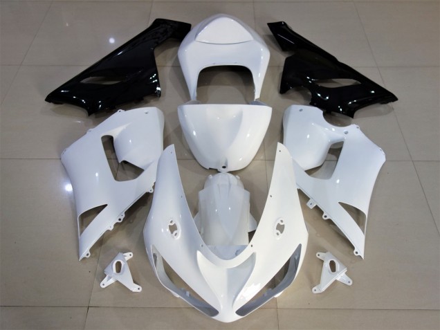 Best Gloss White & Black Kawasaki ZX6R Motorcycle Fairings 2005-2006