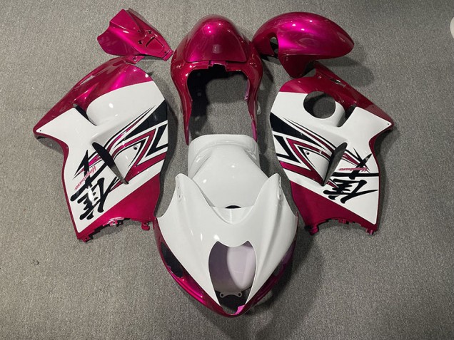 Best Gloss White & Pink Suzuki GSXR 1300 Motorcycle Fairings 1997-2007