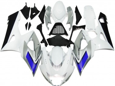 Best Gloss White Style with Silver Hints and Blue Suzuki GSXR 1000 Motorcycle Fairings 2005-2006