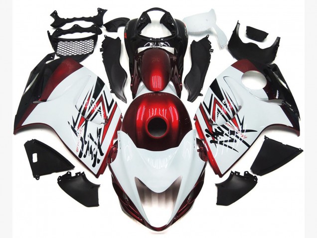 Best Gloss White with Deep Red Custom Suzuki GSXR 1300 Motorcycle Fairings 2008-2019 Best Gloss White with Deep Red Custom Suzuki GSXR 1300 Motorcycle Fairings 2008-2019