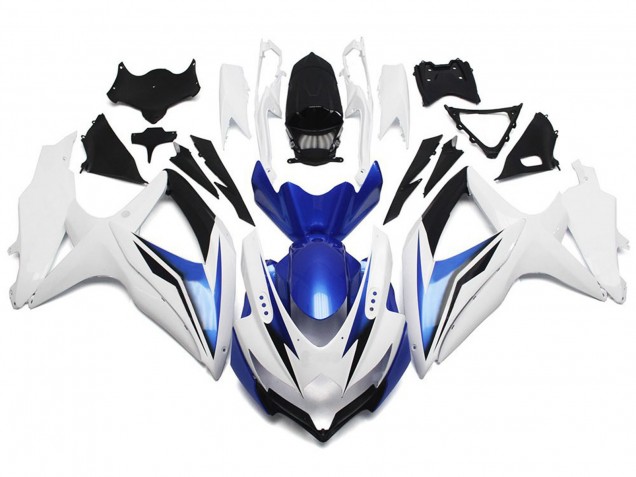 Best Gloss White With Silver and Blue Suzuki GSXR 600-750 Motorcycle Fairings 2008-2010 Best Gloss White With Silver and Blue Suzuki GSXR 600-750 Motorcycle Fairings 2008-2010