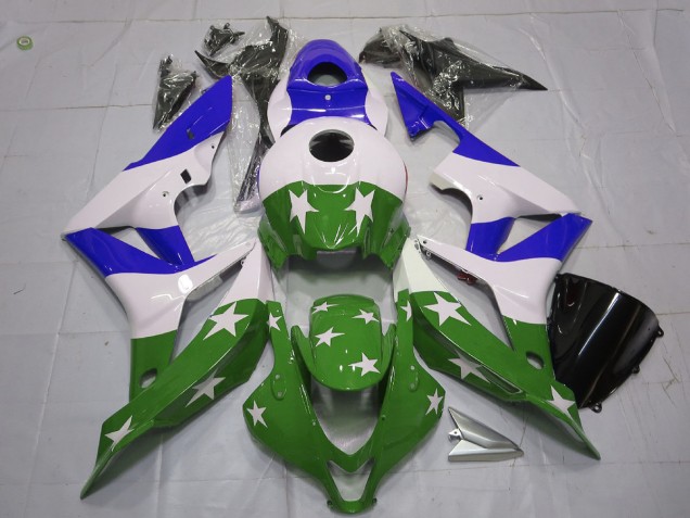 Best Green and Blue Stars and Stripes Honda CBR600RR Motorcycle Fairings 2007-2008 Best Green and Blue Stars and Stripes Honda CBR600RR Motorcycle Fairings 2007-2008