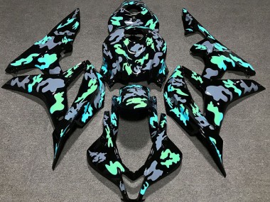Best Green and Gray Camouflage Honda CBR600RR Motorcycle Fairings 2007-2008