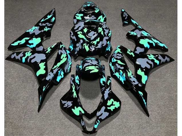 Best Green and Gray Camouflage Honda CBR600RR Motorcycle Fairings 2007-2008