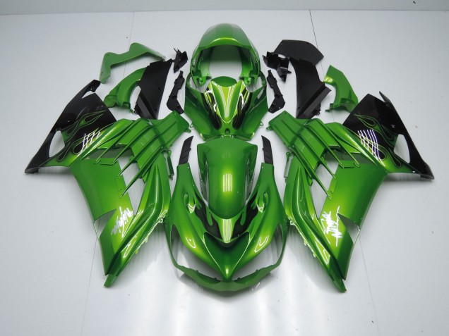 Best Green Flame Kawasaki ZX14R Motorcycle Fairings 2012-2019 Best Green Flame Kawasaki ZX14R Motorcycle Fairings 2012-2019