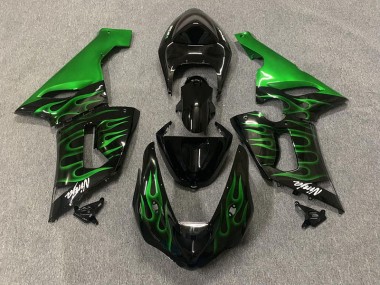Best Green Flame Kawasaki ZX6R Motorcycle Fairings 2005-2006