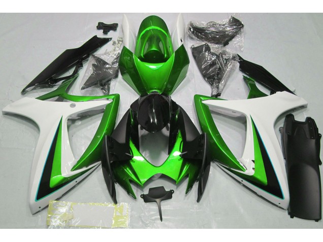 Best Green & White Suzuki GSXR 600-750 Motorcycle Fairings 2006-2007