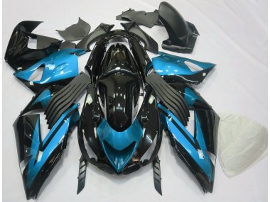 Best Light Blue and Black Plain Kawasaki ZX14R Motorcycle Fairings 2006-2011