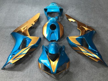 Best Light Blue & Gold Honda CBR1000RR Motorcycle Fairings 2006-2007