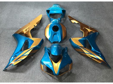 Best Light Blue & Gold Honda CBR1000RR Motorcycle Fairings 2006-2007