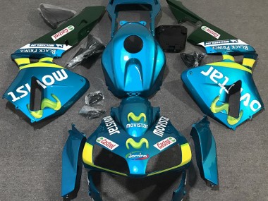 Best Light Blue Movistar Honda CBR600RR Motorcycle Fairings 2003-2004