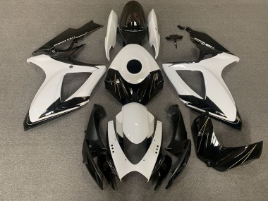 Best Matte Black and Gloss White Suzuki GSXR 600-750 Motorcycle Fairings 2006-2007