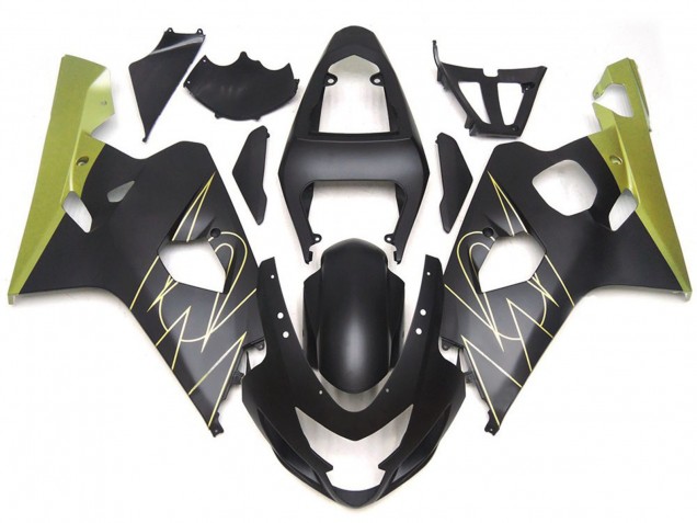 Best Matte Black and Gold Corona Custom Suzuki GSXR 600-750 Motorcycle Fairings 2004-2005 Best Matte Black and Gold Corona Custom Suzuki GSXR 600-750 Motorcycle Fairings 2004-2005