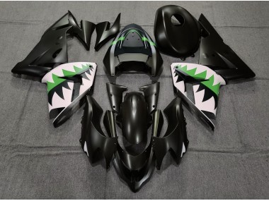 Best Matte Black and Green Kawasaki ZX10R Motorcycle Fairings 2004-2005