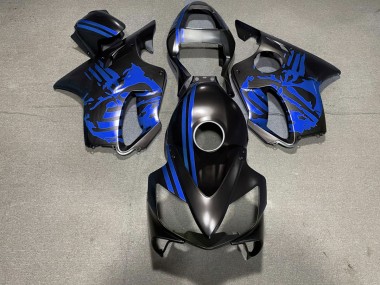 Best Matte Black & Blue Skull Honda CBR600 F4i Motorcycle Fairings 2001-2003
