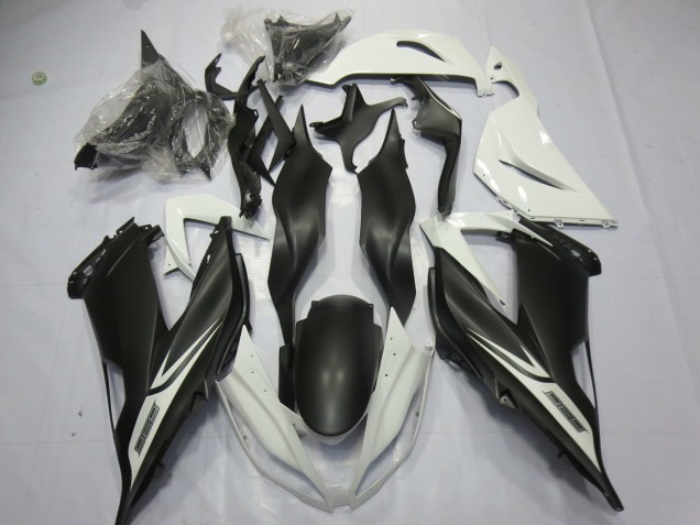 Best Matte Black White Kawasaki ZX6R Motorcycle Fairings 2013-2018