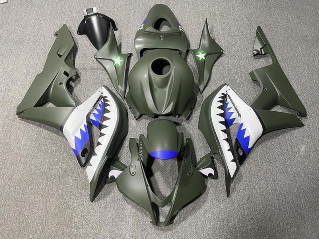 Best Matte Green & Blue Shark Honda CBR600RR Motorcycle Fairings 2007-2008 Best Matte Green & Blue Shark Honda CBR600RR Motorcycle Fairings 2007-2008