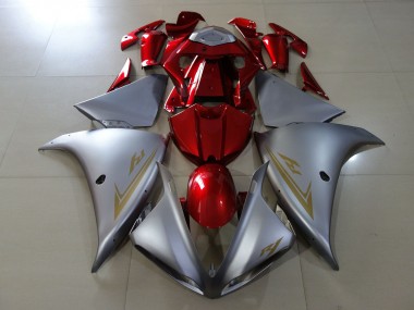 Best Matte Silver & Gloss Red Yamaha R1 Motorcycle Fairings 2009-2012