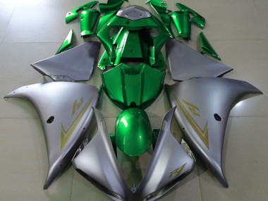 Best Matte Silver & Green Yamaha R1 Motorcycle Fairings 2009-2012