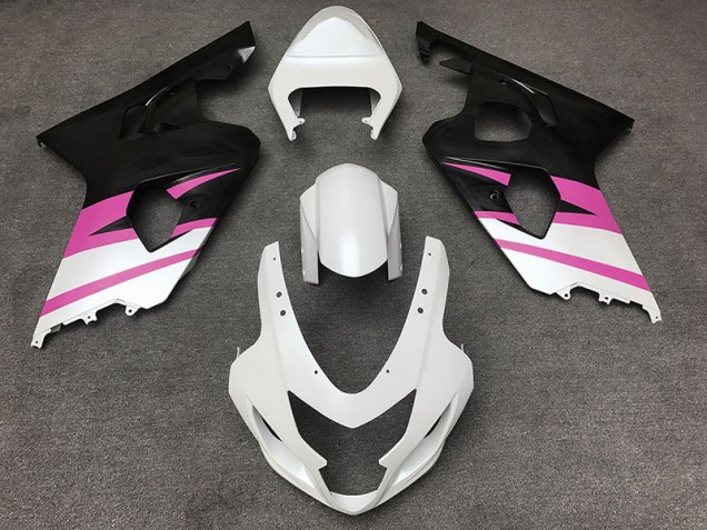 Best Matte White & Pink Suzuki GSXR 600-750 Motorcycle Fairings 2004-2005