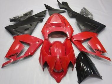 Best Pearl Red & Black Kawasaki ZX10R Motorcycle Fairings 2004-2005